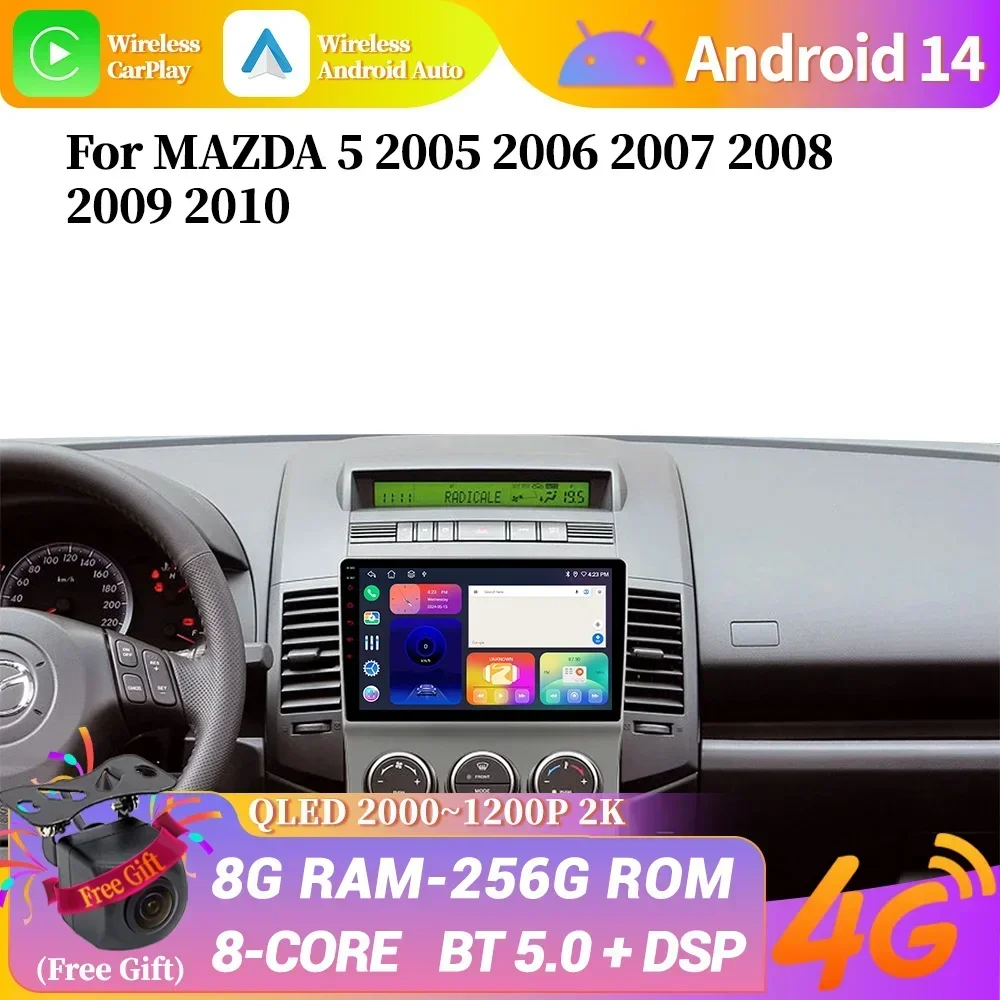 

For MAZDA 5 2005 2006 2007 2008 2009 2010 Navigation Multimedia 4G GPS Wireless Android 14 Carplay Car Radio Screen Stereo