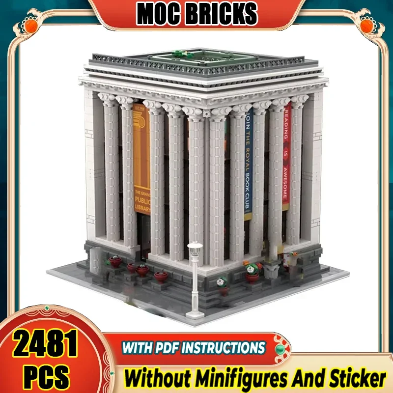 City Street View Moc Building Bricks The Grand Public Library Model Blocks Toys