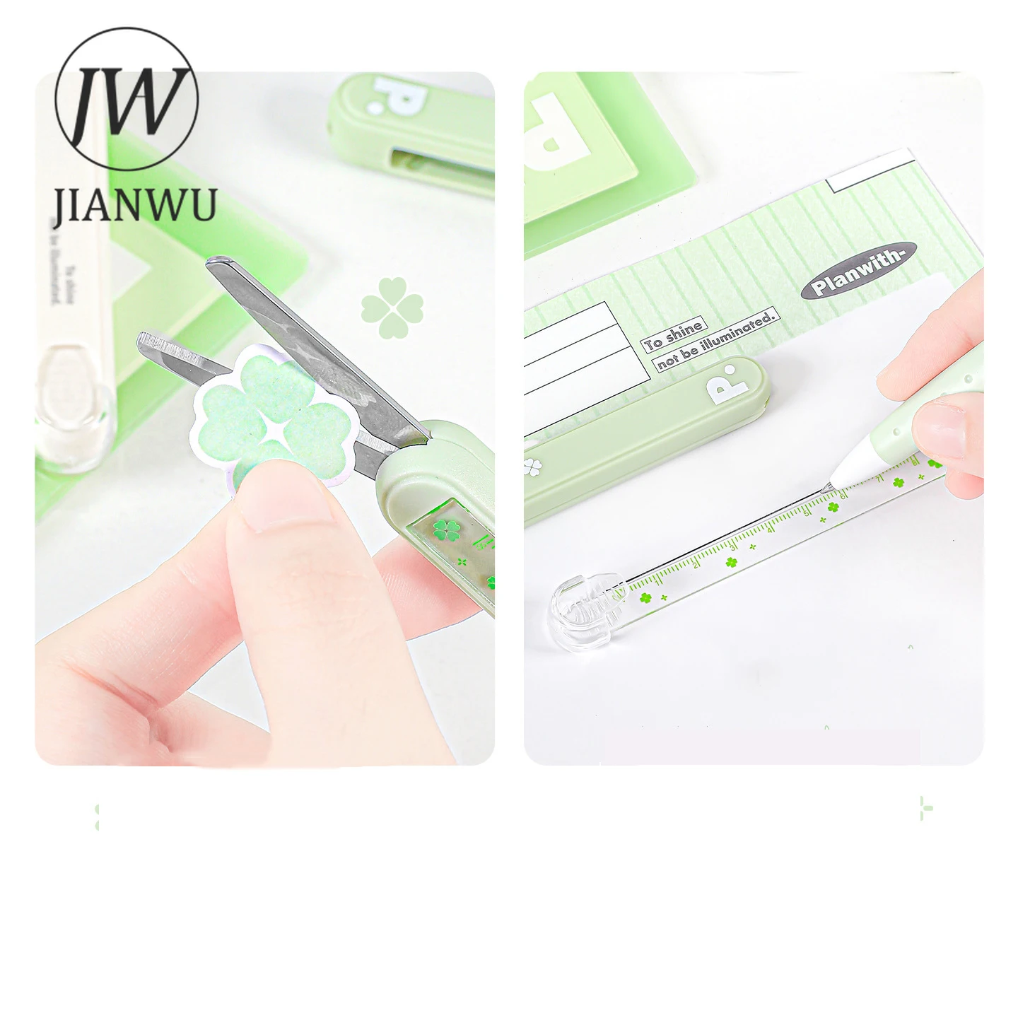 JIANWU Multifunzionale Due-in-one Forbici Righello Utilità Coltello Ufficiale Materiale Utensile da Taglio Creativo Studente Forniture di Cancelleria