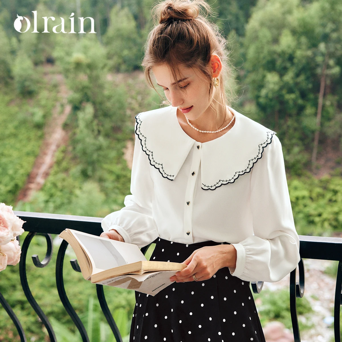 

OLrain White Shirt Woman 2025 French Elegant Ladies Button Up Long Sleeve Top Women's Shirts & Blouses Female Clothes O22QX65699