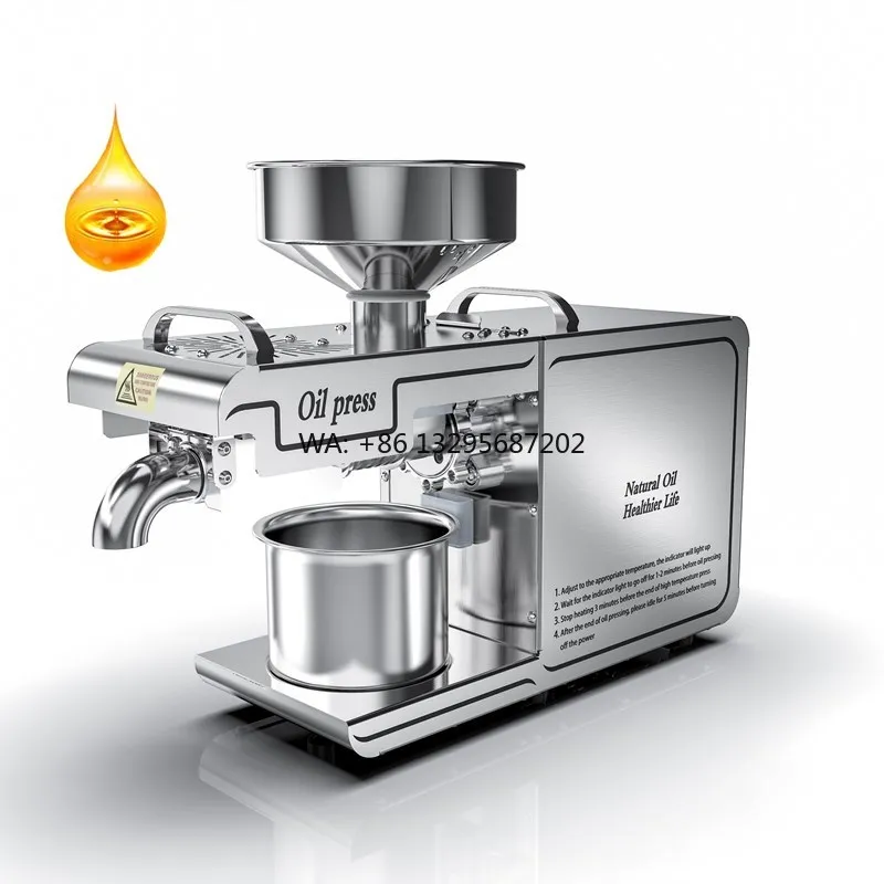 

Hot Sale 8kg/h Mini Automatic Oil Presser Soybean Cold-pressed Olive Sesame Walnut Oil Extraction Machine