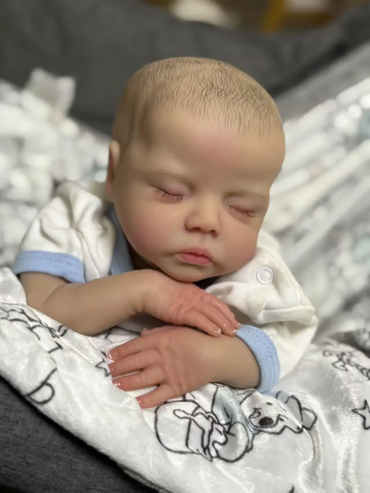 

DLS Customized Limited Supply 19inch Reborn Baby Deliah With Painted Hair Already Finished Doll With Cute Dress