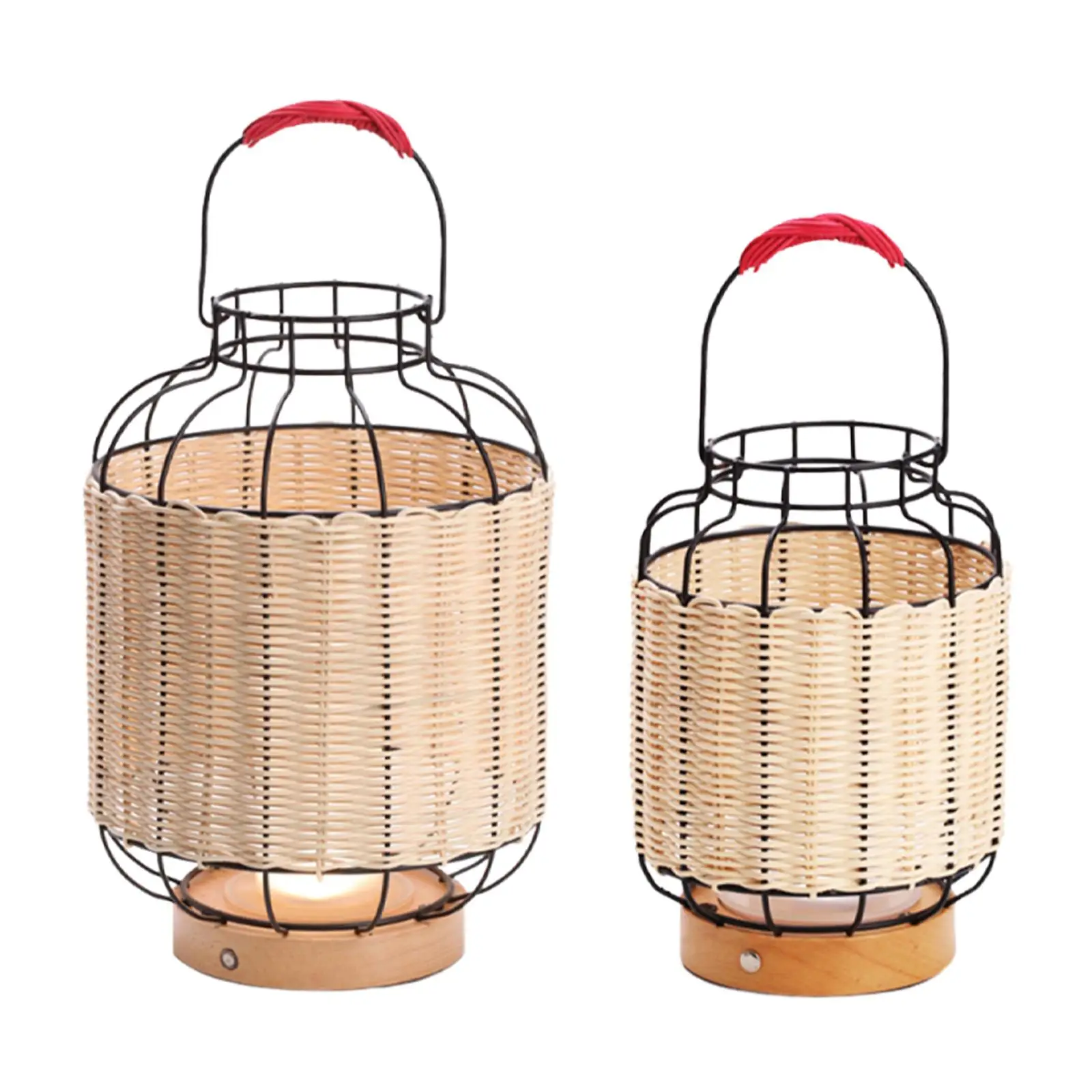 Lantern Outdoor Woven Hanging with Handle Table Lamp for Wedding Patio Home