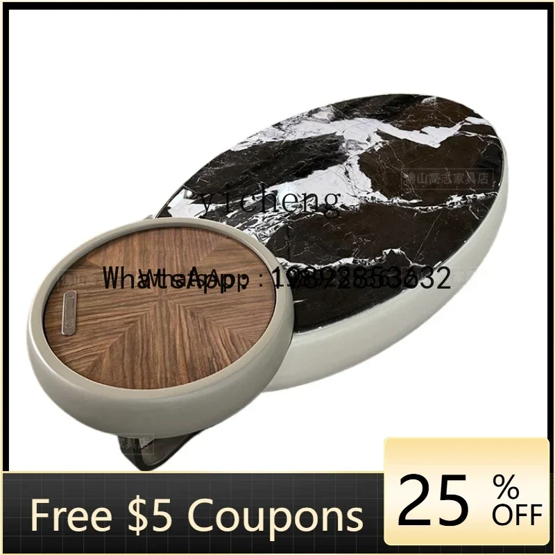 C1 Super crystal stone coffee table living room household small apartment high-end oval coffee table