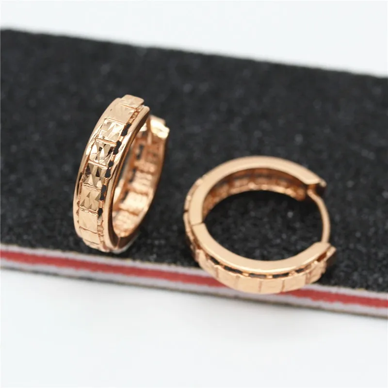 585 Purple Gold Shiny earrings for women Plated 14K Rose Gold Simple Classic New In design hoop earings banquet Jewelry 4