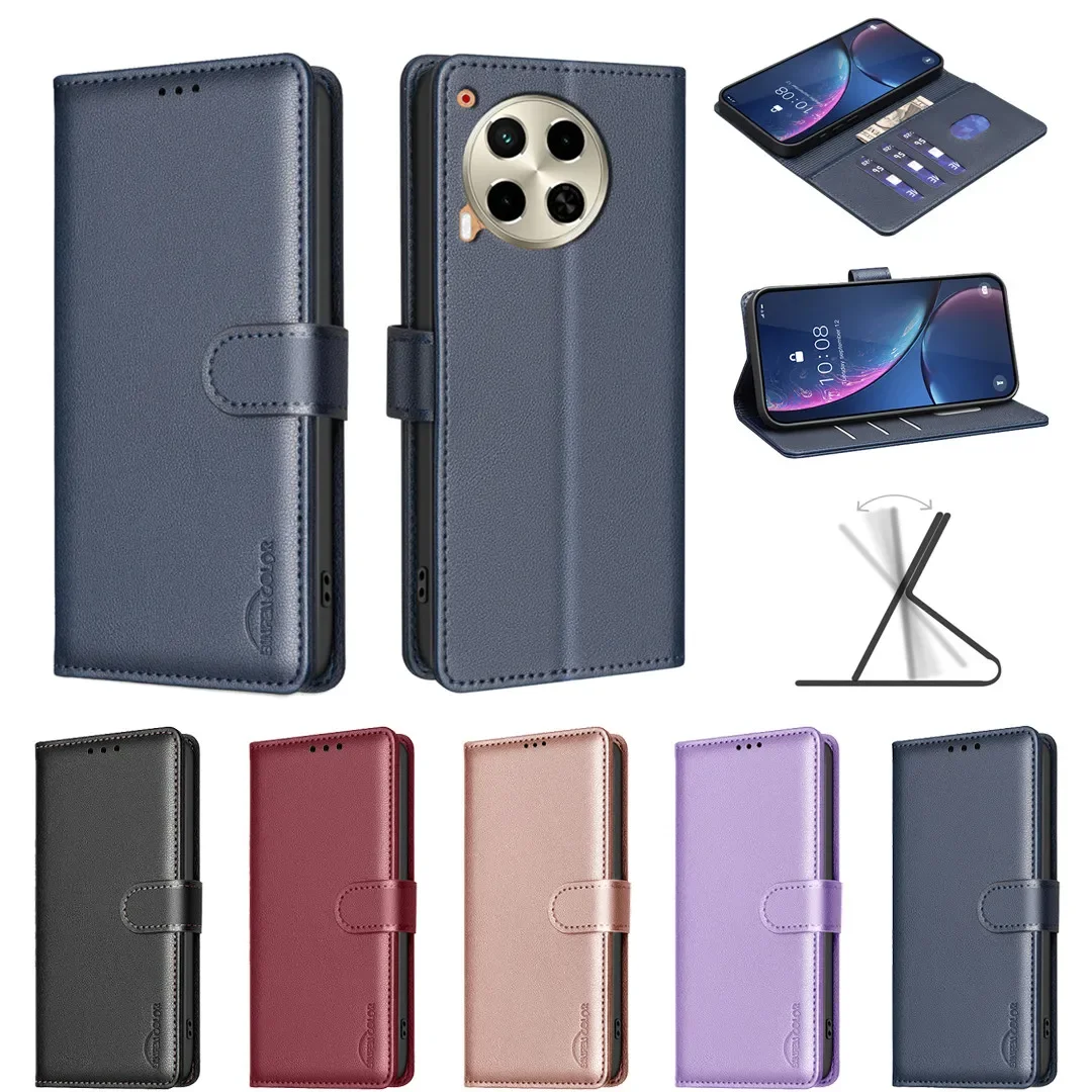 

Card Stand RFID Blocking Magnetic Flip Leather Case For Tecno Camon 30 4G Camon 30 5G Pova 6 Pova 6 Pro 5G Spark 20 Pro Plus