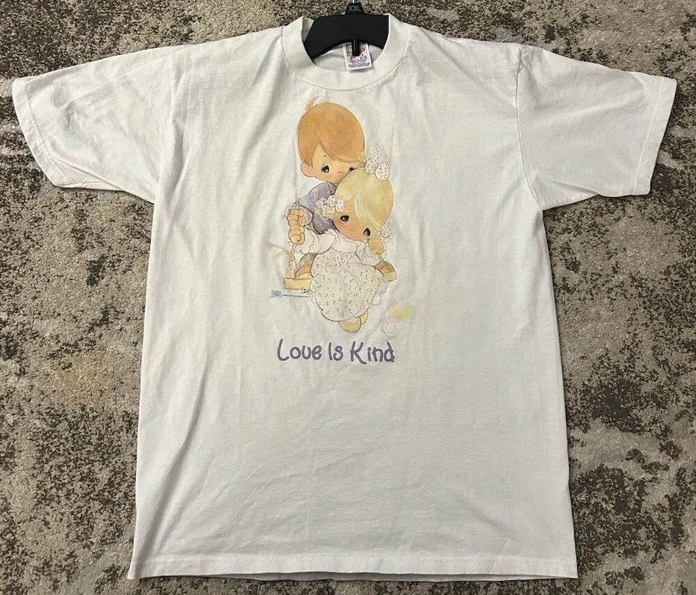 Vintage 90s Precious Moments Love Is Kind T Shirt Size L Rare Made USA Jerzees