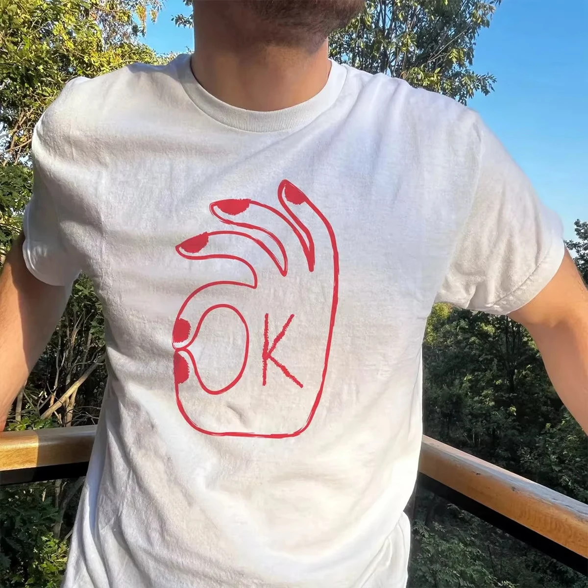 موافق لفتة الطباعة مضحك الجرافيك تيز للجنسين الرجال النساء فضفاضة القطن قصير الأكمام بلايز تيز الصيف Crewneck قمصان عادية #2