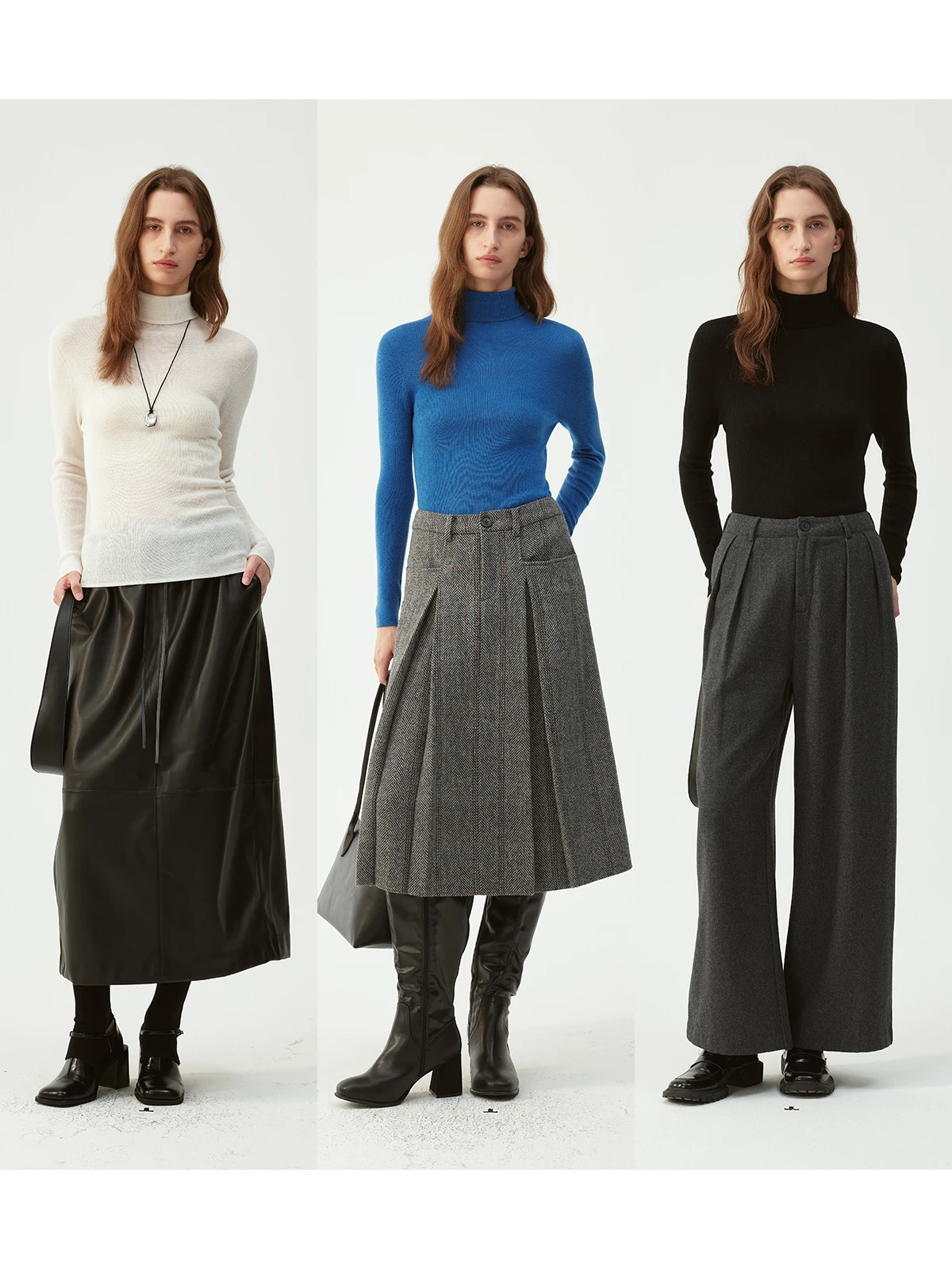 

Blank Label Women's Sl Mixed Wool Knitwear High Collar Long Sve Base irt 48 Stitches Autumn Winter Faion Commute...