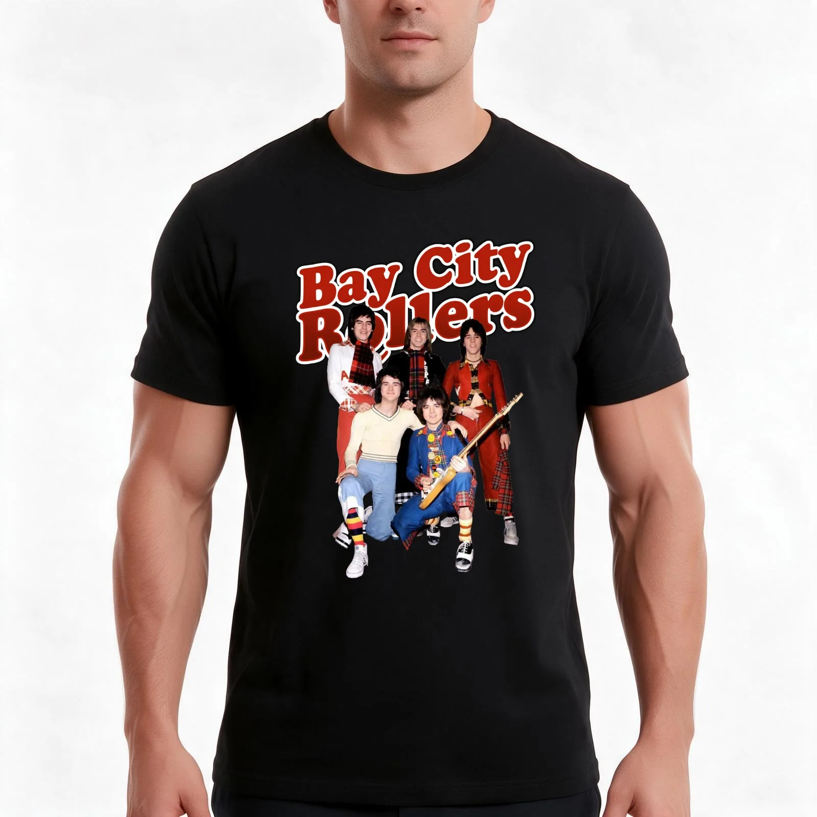 Vintage Photograp Band Bay City Rollers Music RockCute Graphic Gifts T-Shirt, Summer Casual Cotton Tee, Vintage Graphic Print