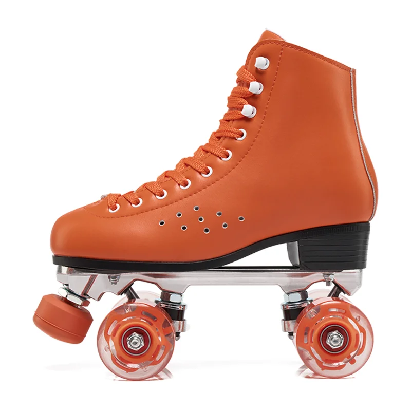 

New professional adult men's and women's double-row roller skates, black four-wheel skates, breathable roller skates