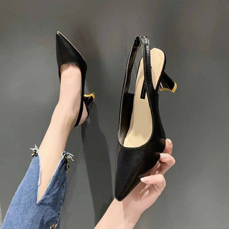 Zapatos Para Mujeres Pointed High Heels for Women's 2023 Summer New Slim Heel Sandal Shallow Cut Single Shoe Fashion Women Shoes