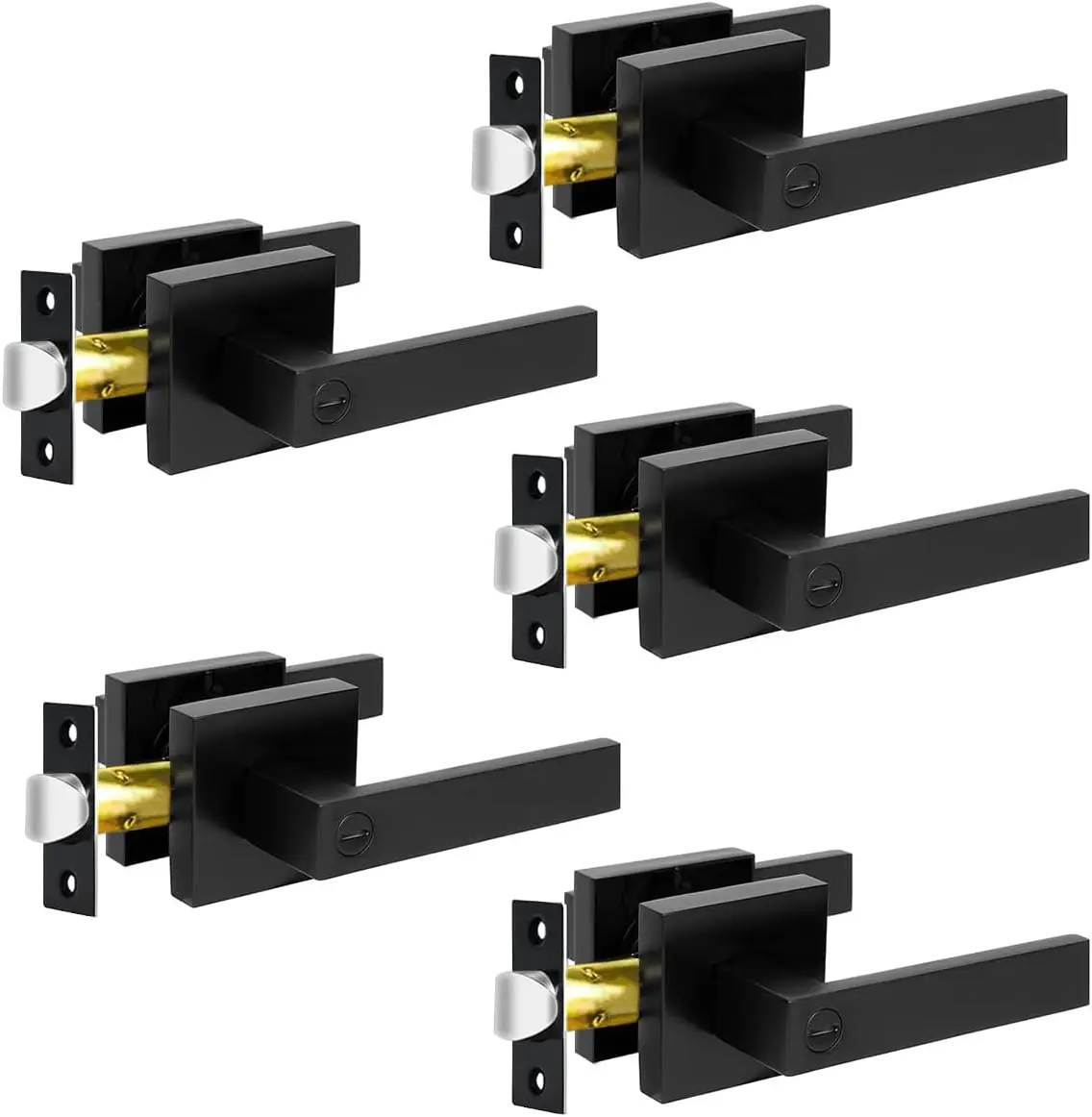 

1 set Interior Door Handle Lock for Bedroom, Heavy-duty Door Lock Handle Kit, Keyless Locksets Left and Right Hand Reversible