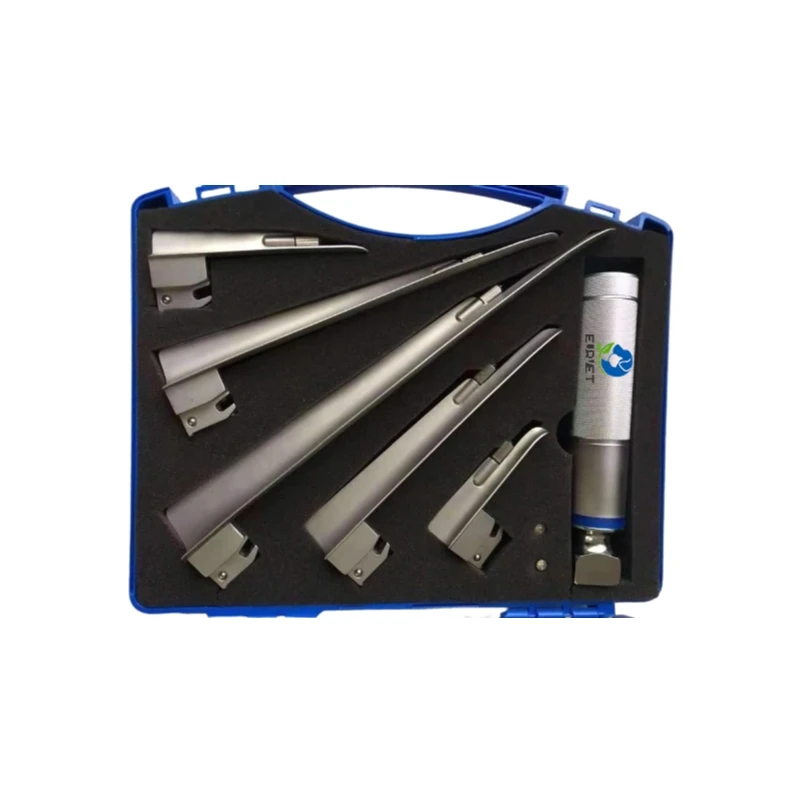 Hot Selling Veterinary Equipment Laryngoscope Set With Throat Optical Fiber Led and With 5 Blades Pet Use