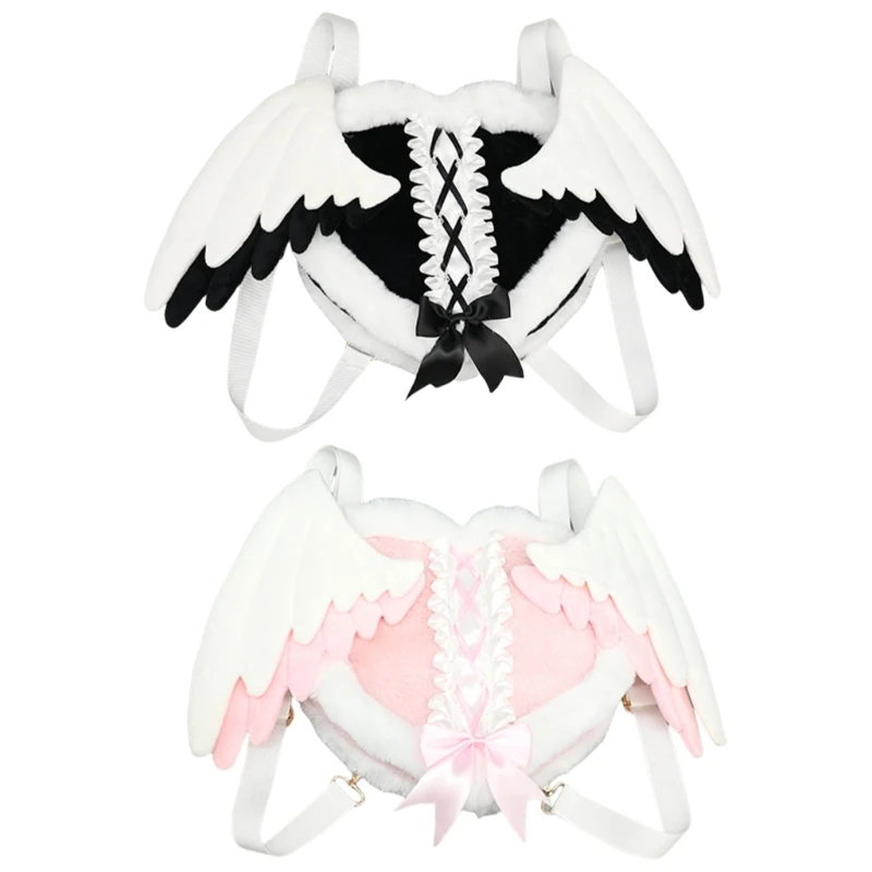 Angel Wing Heart Plush Bag for Halloween Party Cosplay Costume Backpack