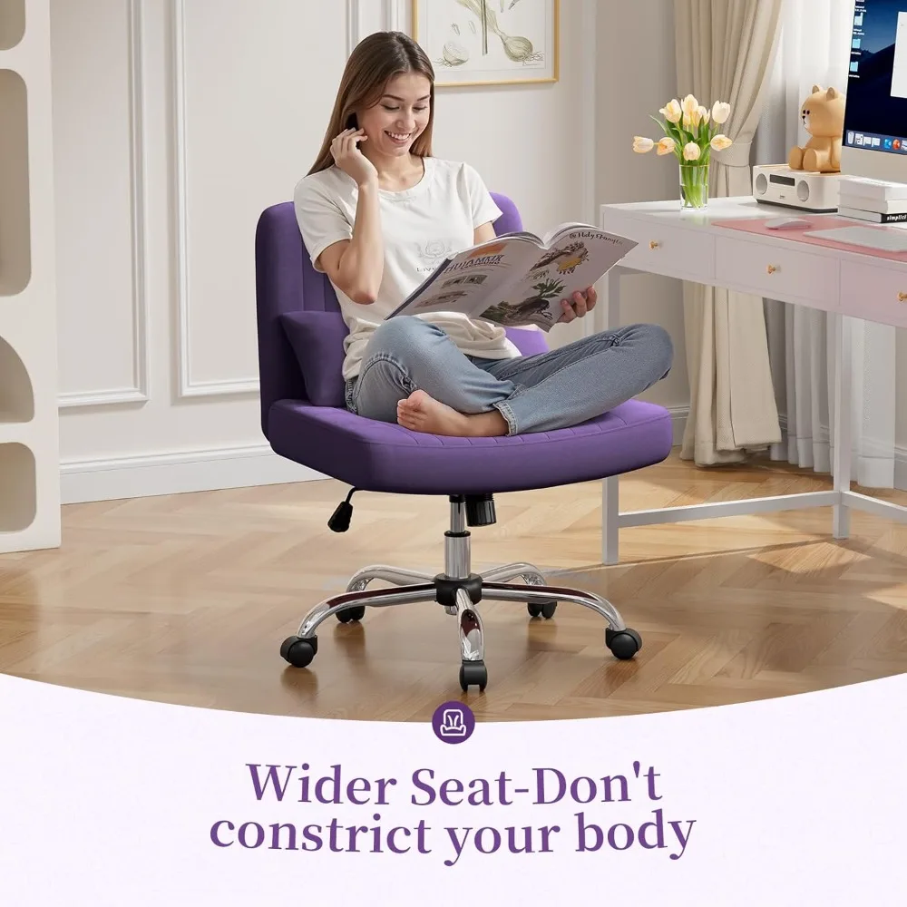 كرسي Warmiehomy Velvet متقاطع مع عجلات، كرسي مكتب بأرجل متقاطعة، كرسي مكتب مريح للمكتب المنزلي، كمبيوتر مريح #2
