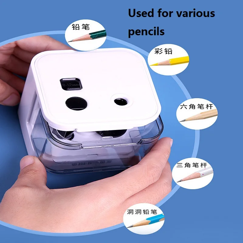 Imagem -06 - Beifa-double Hole Lápis Sharpener Elétrica Papelaria Escolar Estudante Suprimentos Fonte de Alimentação Dupla Usb