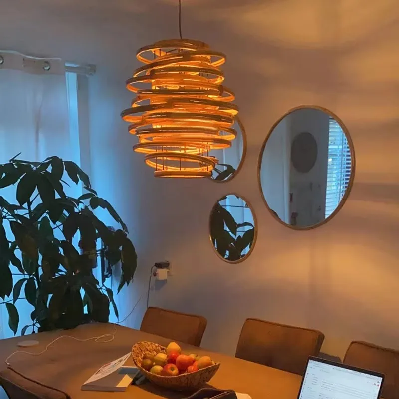 Southeast Asian Vine Art Chandelier Wabi Sabi Retro Bamboo Woven Chandelier Japanese Restaurant