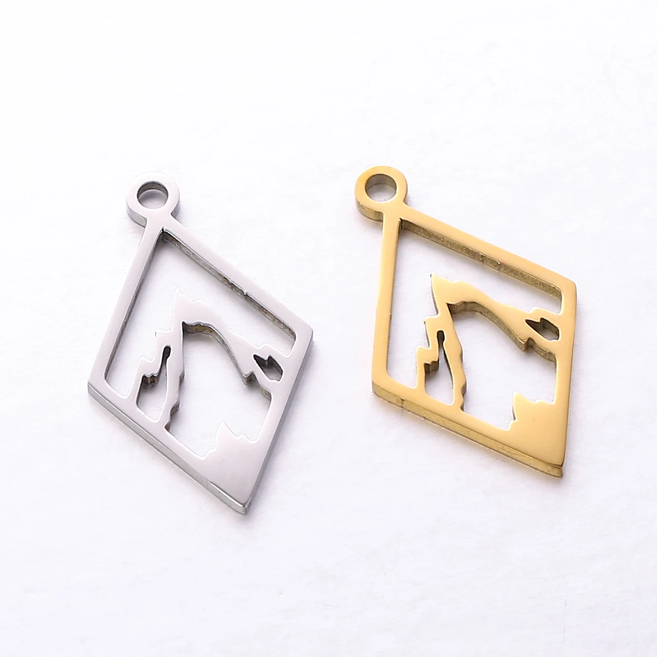 5 Stück schnee bedeckte Bergs pitze bezaubert hohle Geometrie Edelstahl Anhänger hand gefertigte Halskette Armband DIY Schmuck machen Ergebnisse – Detail 5
