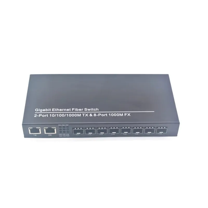 8 Port 1G SFP to Ethernet Media Converter Switch With 2 Gigabit RJ45 Ports Fiber Optic Transceiver For Network Signal Conversion