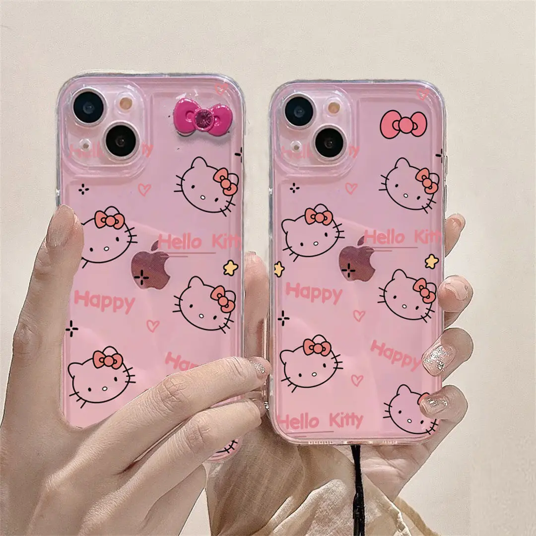 Case For Samsung Galaxy S25 S24 Ultra S23 S22 S21 S20 Plus S24FE FE A55 A54 A53 A52 A15 A14 A24 A7 cover 3D kt Hello Kitty bow