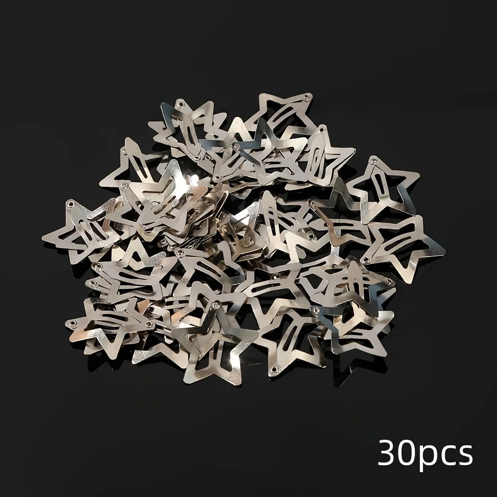 5/15/30/60/100/200 Stück Y2K Silber Stern Haarspangen für Mädchen Metall Snap Clip Haarnadeln Haarspangen Haargriff Juwel Haarschmuck