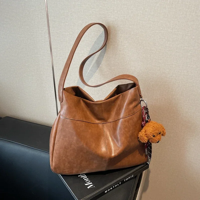 

Sewing Thread Hasp Solid Color PU Large Capacity Crossbody Bags High Quality Versatile Simplicity Single Women's Shoulder Bags