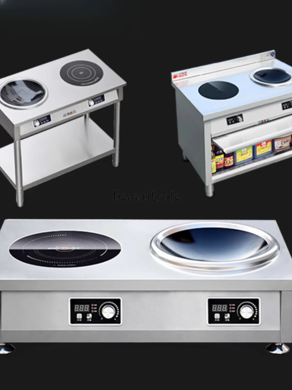 2 Commercial induction cooker 8000w double head three-phase electric double head concave