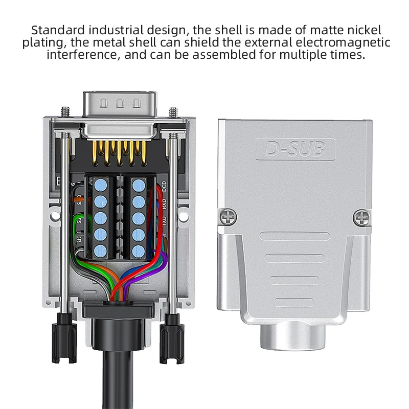 Industrial DB9 Solderless Plug 9 Pin D-SUB RS232/485 Serial Port Head Male Female db9 Welding-free Joint COM Port 232 Connector