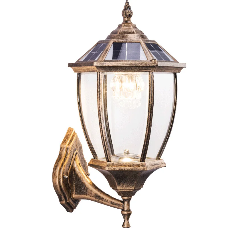

European style Outdoor Waterproof Wall Light Retro Solar LED Wall Lamp Tavern Villa Courtyard Light Fixture Home Decoration Lamp