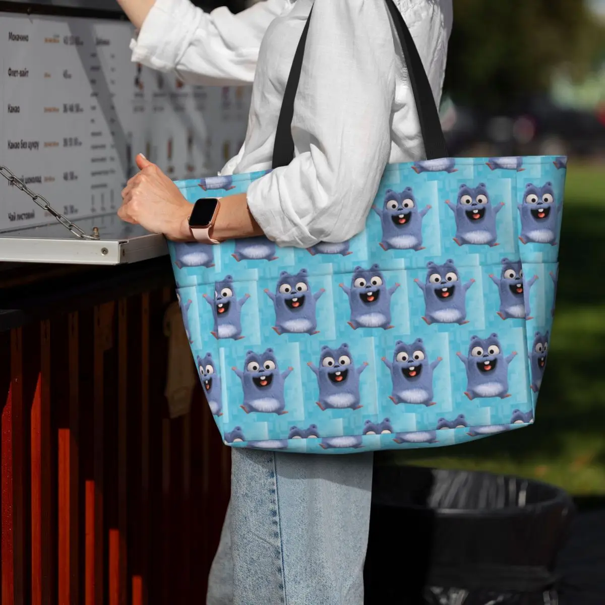 Cute Grizzy And The Lemmings Cartoon Beach Tote Bag Sport Gym Yoga Duffle Large Tote Bag Women Travel Bag Fitness bag