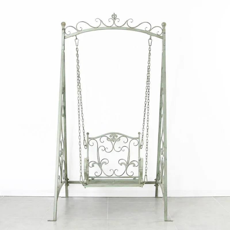 American retro wrought iron outdoor single swing rocking chair
