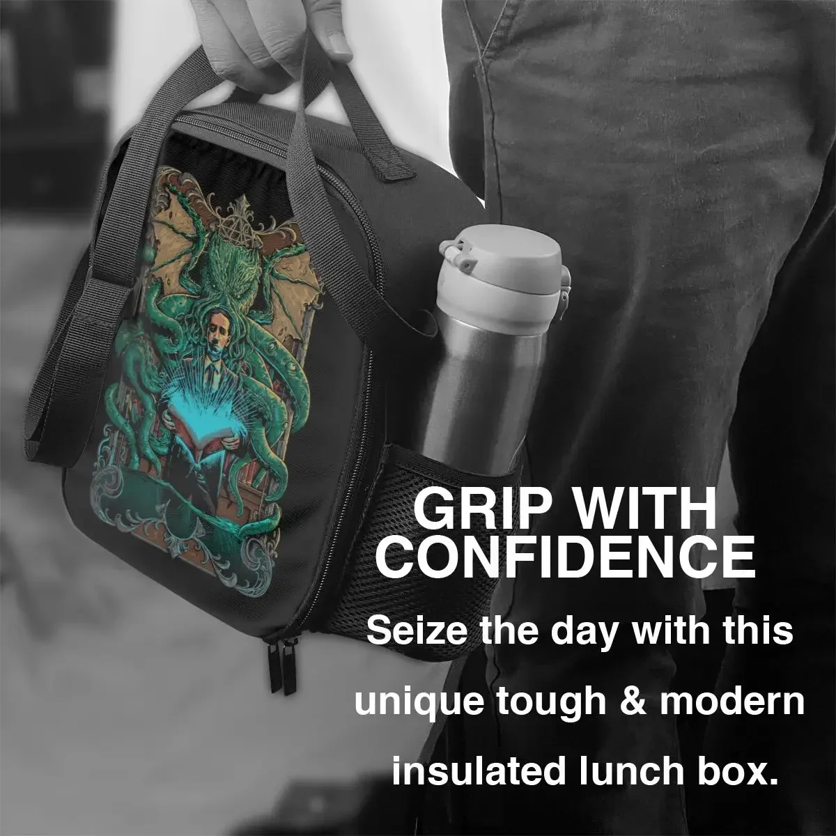 Custom Call Of Cthulhu Lunch Bag Women Cooler Warm Insulated Lunch Box for Kids School Children