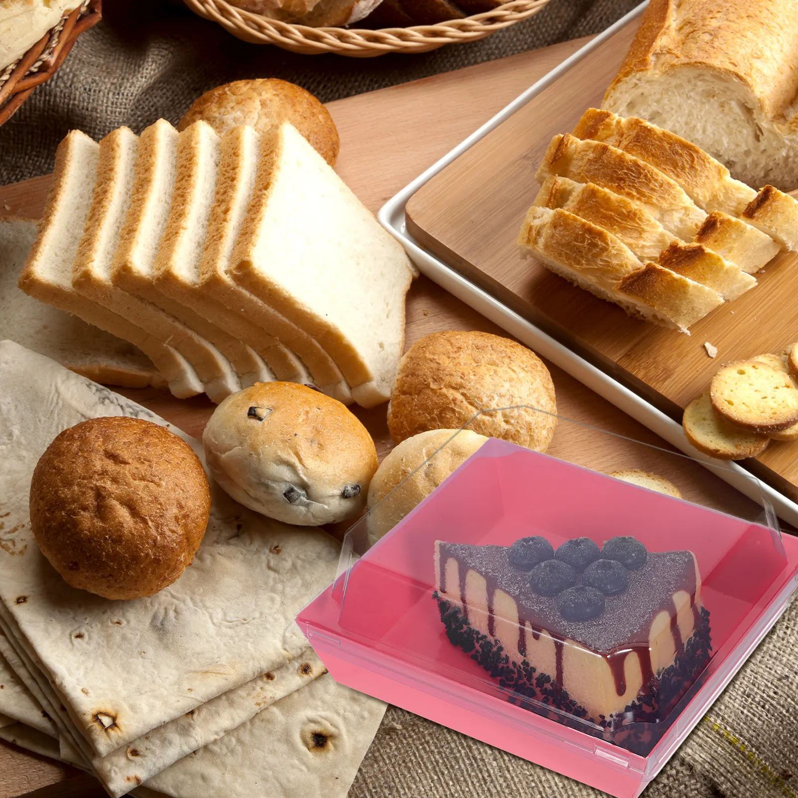 100Pcs Bakery Takeout Containers Clear Lid Paper Cake Boxes Square 12x11x6.5cm Snack Dessert Pastries Muffins Cookie Boxes