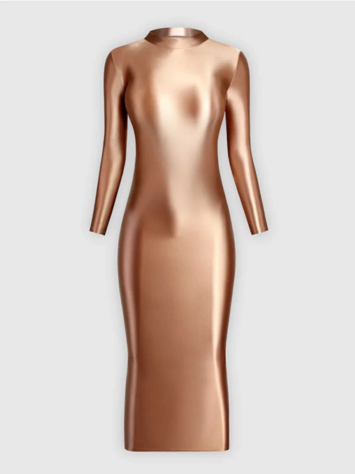 Bodycon-jurk met hoge taille, lange Sve-ritssluiting, gladde nylonmix, lentefee voor dames