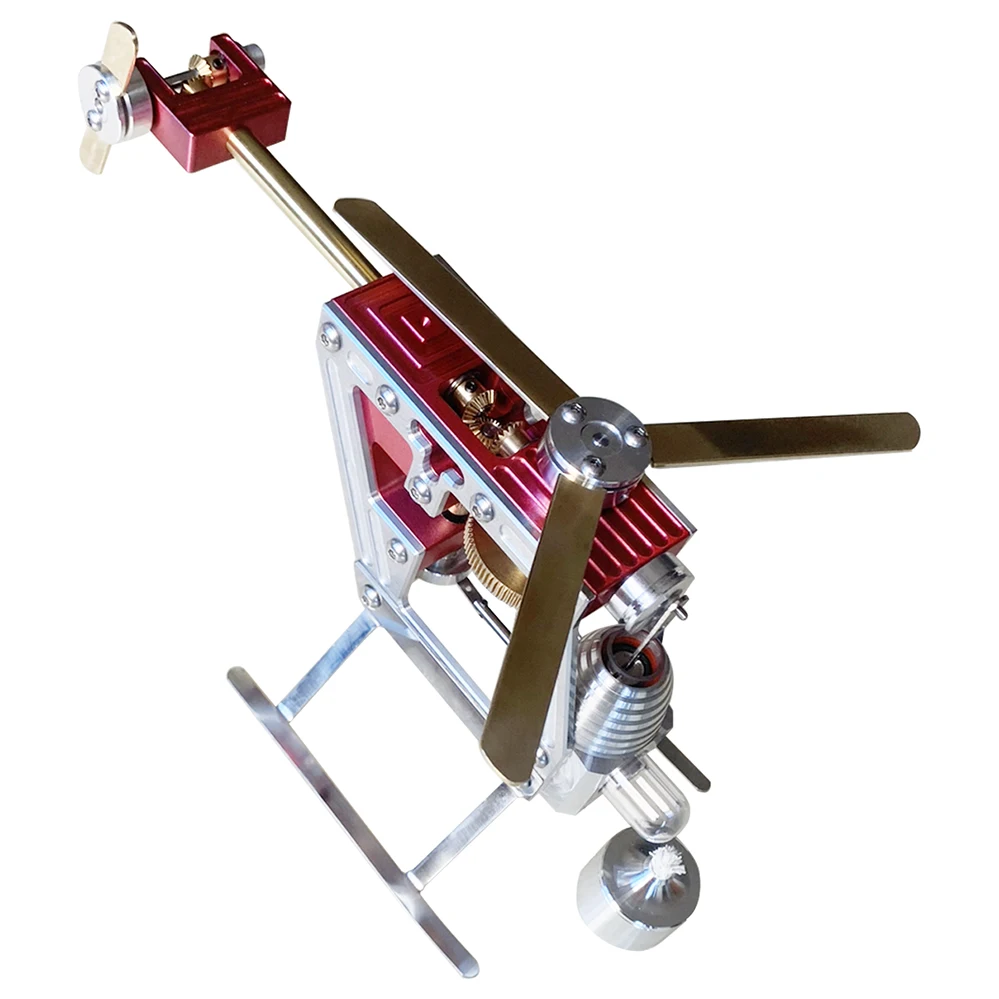 Mini Metal Helicopter Stirling Engine Model Hot Air Powered Stirling Engines Generator Models Building Kit for Men Boys Gifts