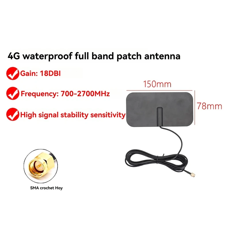 4G LTE Patch Antenna-SMA Male,700-2700Mhz Vehicle Router Signal Booster