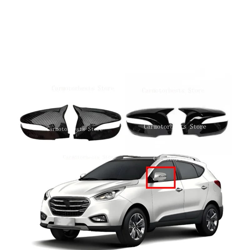 Car Rearview Side Mirror Cover  For Hyundai IX35 2011 2012 2013 2014 2015 Wing Cap Sticker Rear View Case Trim Carbon Fiber