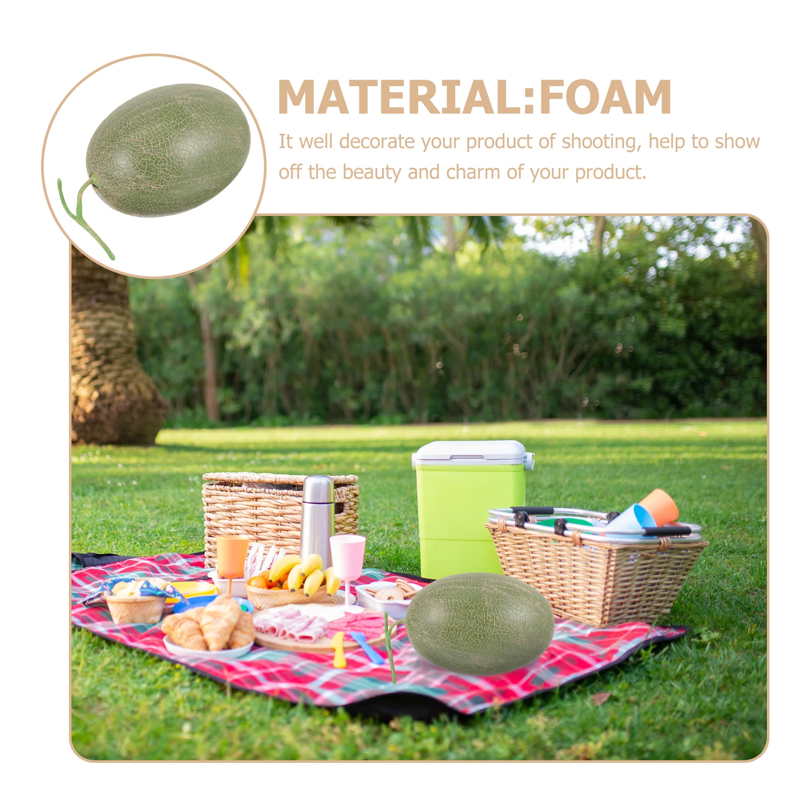 

Realistic Simulation Cantaloupe Decor nament for Photography Props Kitchen Display Artificial Fruit Model Garden Statue Smooth