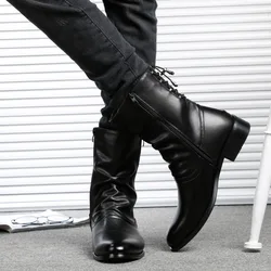 Men's Leather Boots High Quality Biker Boots Black Punk Rock Shoes Men's Women's Tall Boots Zapatos De Hombre