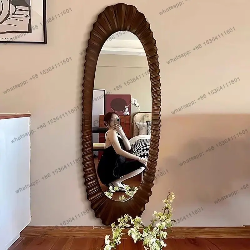 LD Standing Girls Mirror Living Room Moving Full Body Men Nordic Long Luxury Oval Girls Mirror Bathroom Espelhos