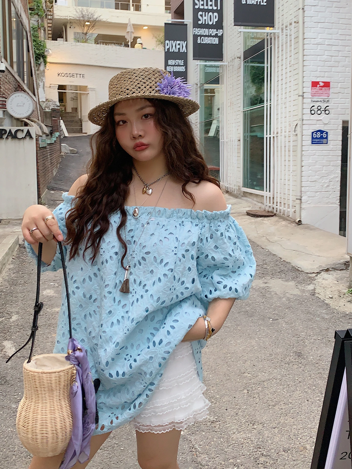 

Женская блузка Dazi с одним открытым плечом, красивая, в корейском стиле, из хлопка, летняя, новинка 2025 года, больших размеров, прямого кроя, с вырезами