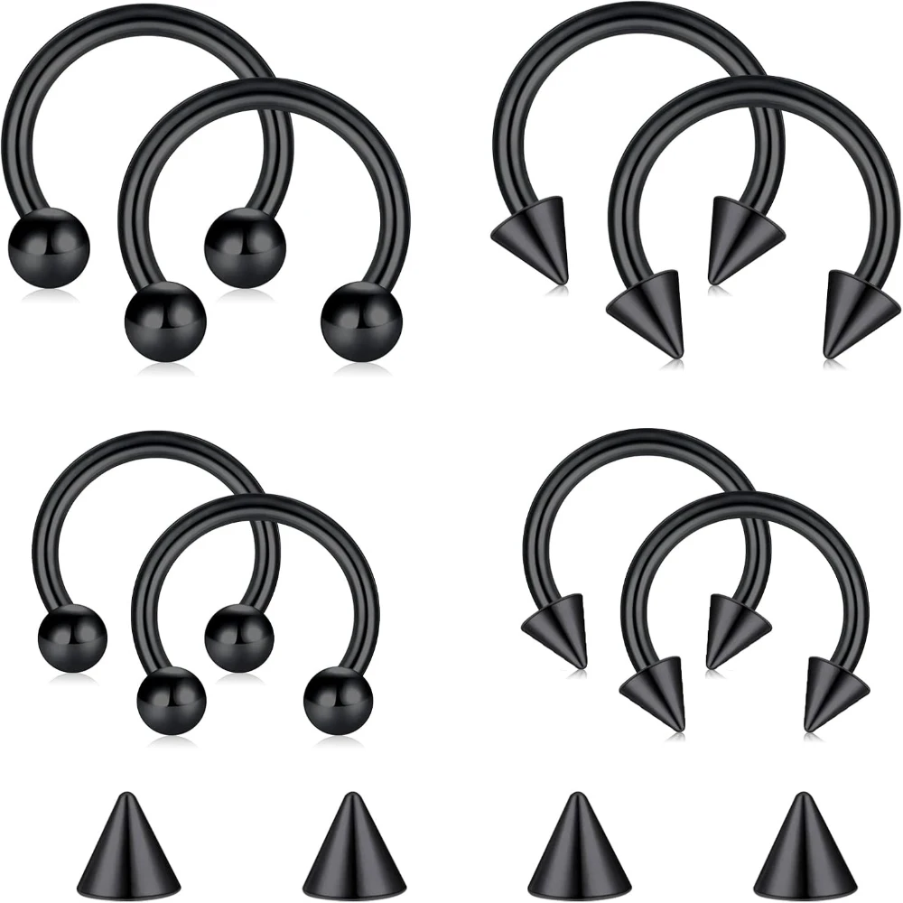 12pcs 20G Horseshoe Septum Rings, Surgical Steel Nose Piercing Jewelry Cartilage Helix Tragus Earring Hoop Eyebrow Lip Retainer