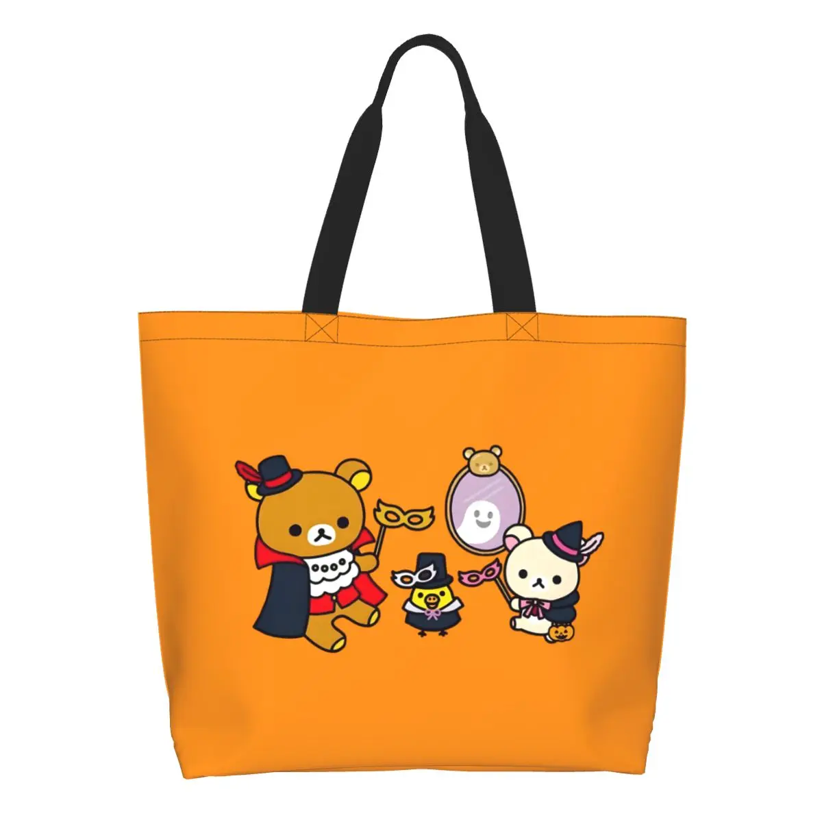 

Изготовленная на заказ сумка-тоут Kawaii Rilakkuma для покупок, переработка, милая холщовая сумка-шоппер для продуктов, сумка на плечо