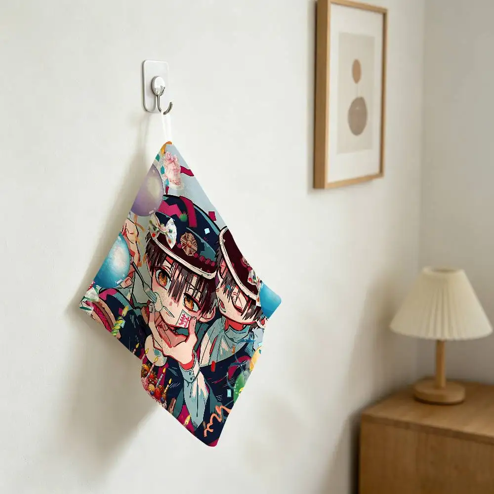 Cute Anime Toilet-Bound Hanako-kun Polyester Cotton Daily Towel, Hanging Kitchen Hand Wiping Cloth, Durable For Whole House Use