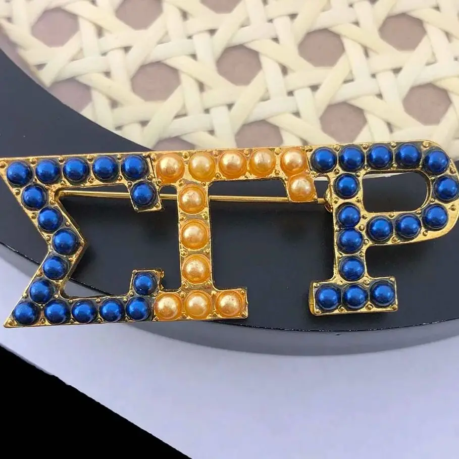 New Fashion Pearl Pin Sigma Gamma Rho  Letters Brooches Trend Personality Clothing Accessories Gifts 1PC