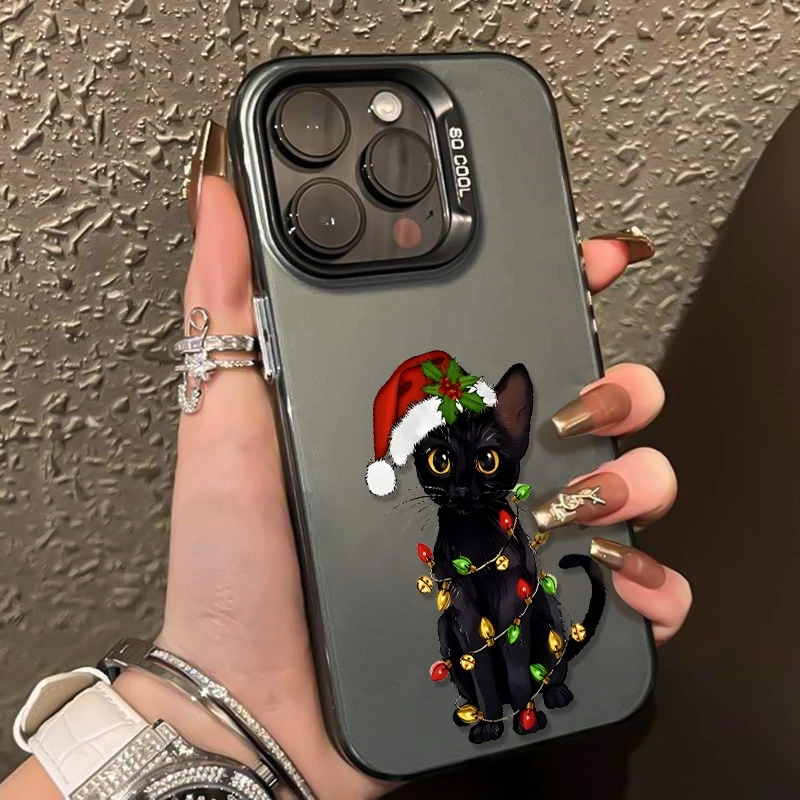 

Christmas Cute Black Cat Aesthetic Case For Samsung Galaxy A56 A55 A54 A53 A26 A26 A24 A36 S25 Ultra S24 Plus S23 FE S22 Cover