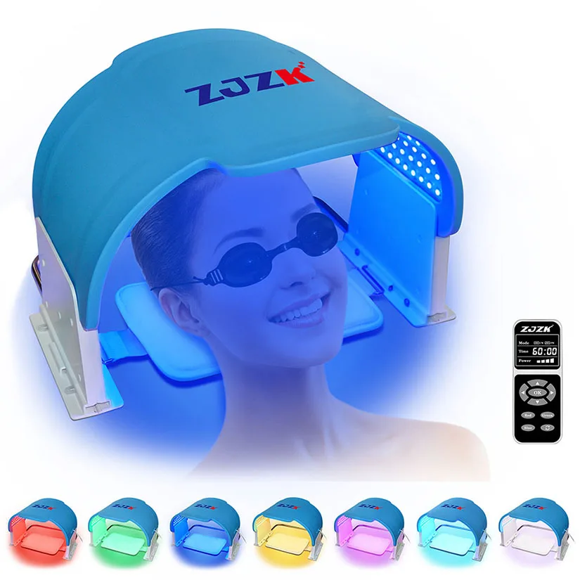 Mascarilla Facial con luz Led para el cuello, dispositivo de eliminación de arrugas con 990 Chips Led, 7 colores