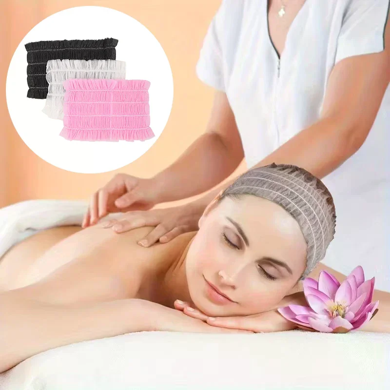20/50/100pcs Disposable Spa Headbands Soft Non- Elastic Facial Hair Bands For Sauna Facial Cleansing Skincare & Makeup