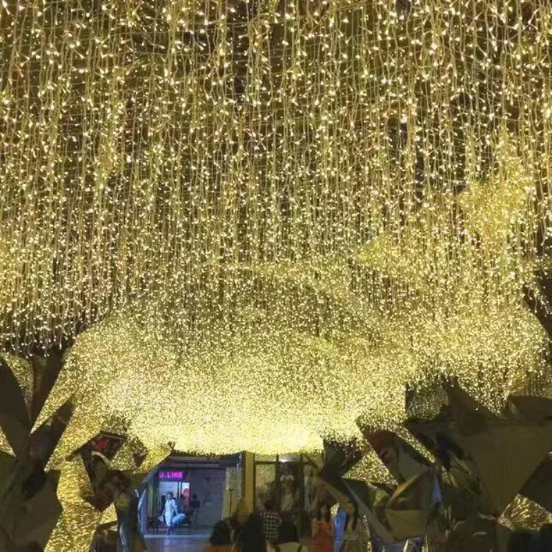 EU Plug 8 Modes Snowflake Curtain LED String Lights Indoor&Outdoor Decor Christmas Holiday Party Lighting Wedding Decoration